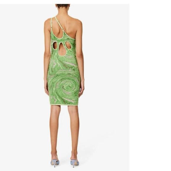 House Of Sunny Hot Springs Hockey Mini Knitted Dress in Grass Green Size 6 - Picture 3 of 14